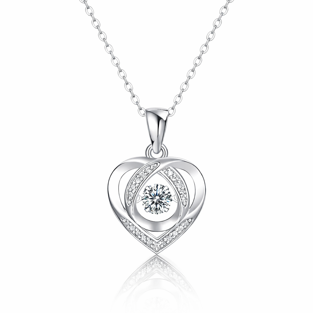 Snowflake Heart Moissanite Necklace – 925 Sterling Silver