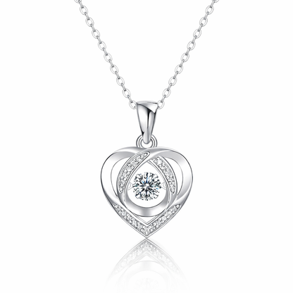 Snowflake Heart Moissanite Necklace – 925 Sterling Silver