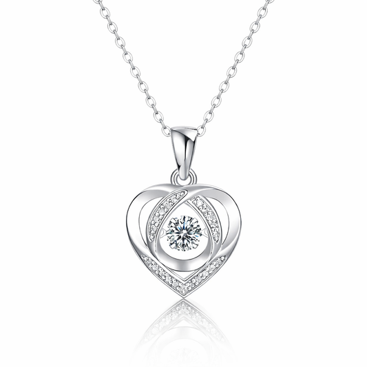 Snowflake Heart Moissanite Necklace – 925 Sterling Silver