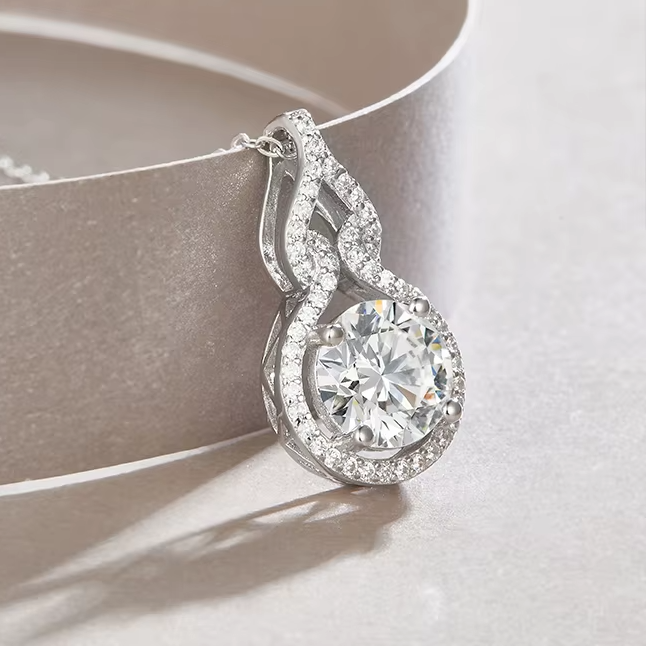 Elevate Your Elegance with Our 2Ct Moissanite Diamond Pendant Necklace - A Stunning Sterling Silver Accessory for Every Occasion