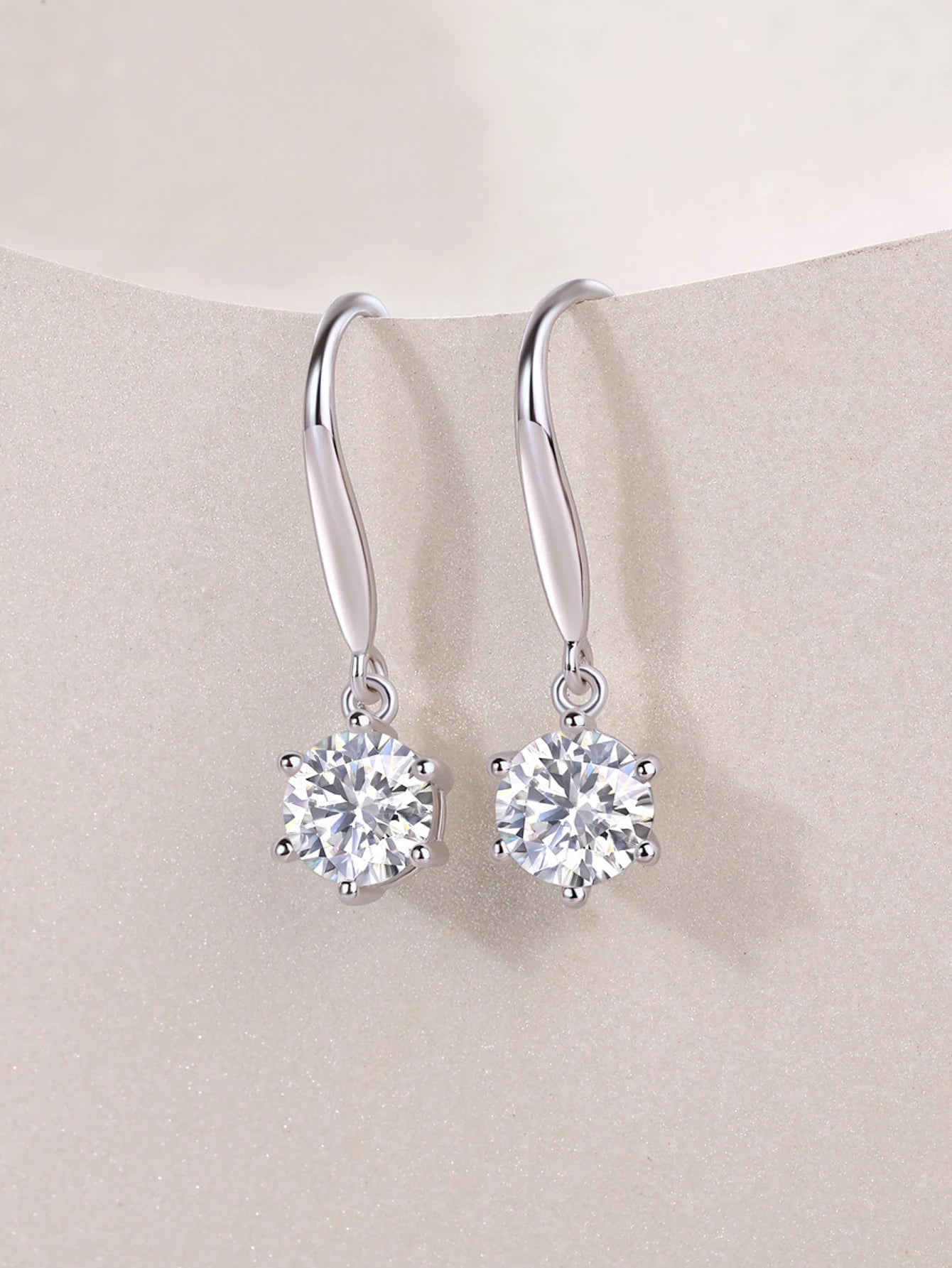 Elegant 925 Silver Women's Round Brilliant Cut Moissanite Hoop Stud Earrings - Stunning Diamond Effect at Factory Price