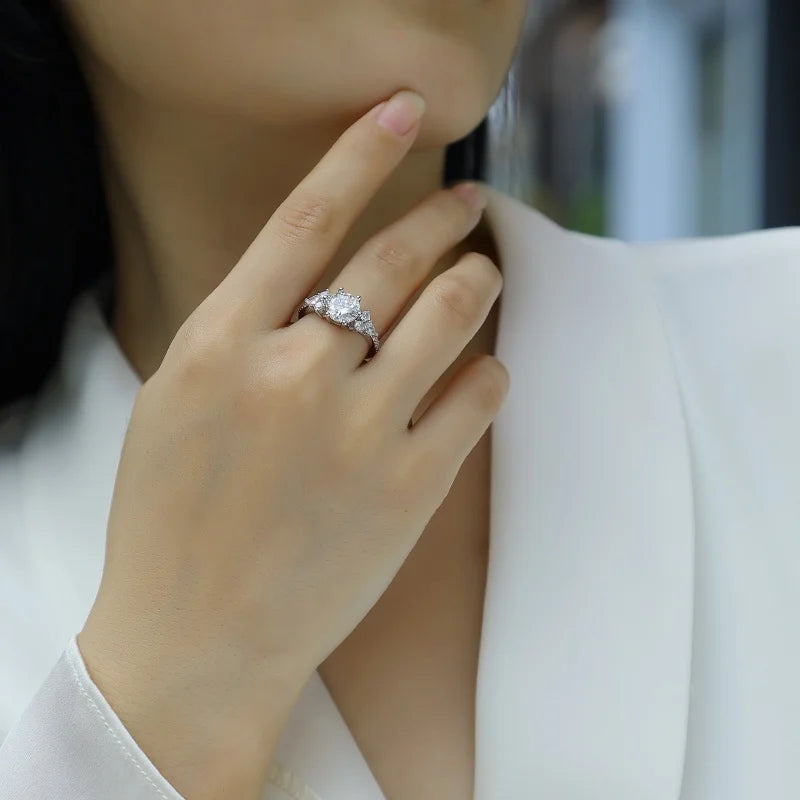 Stunning 2Ct Round Moissanite and Zircon Ring in White S925 Silver - Perfect for Weddings, Engagements, and Everyday Elegance