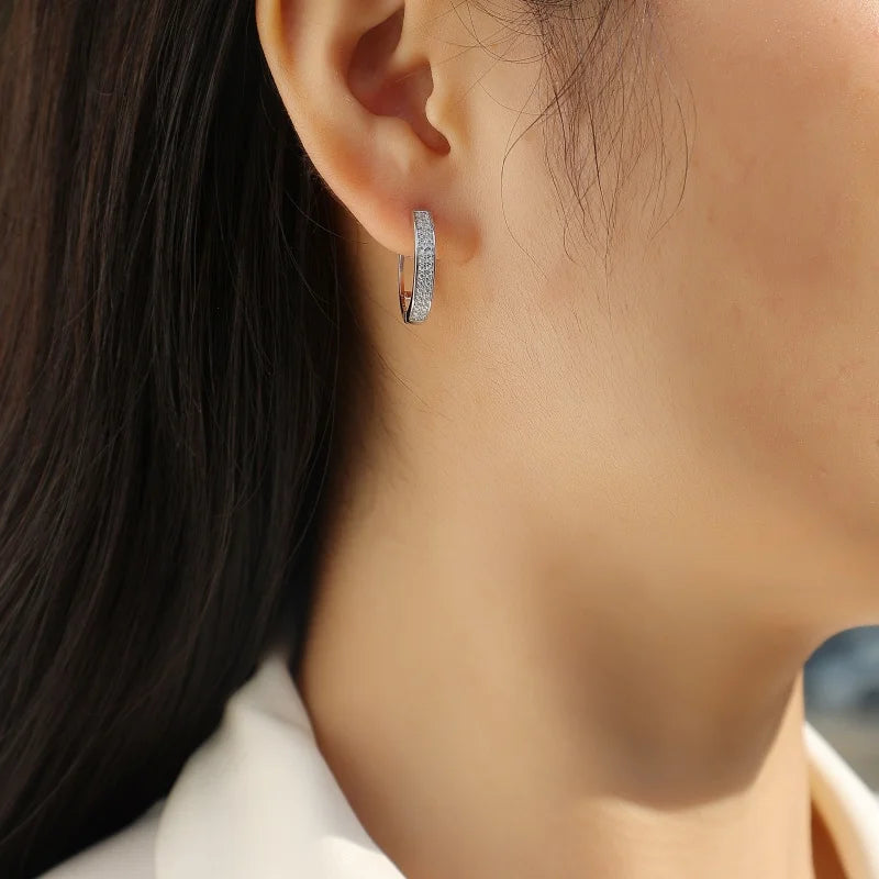 Stunning 925 Sterling Silver Moissanite Hoop Earrings - Trendy Fine Jewelry for Every Occasion