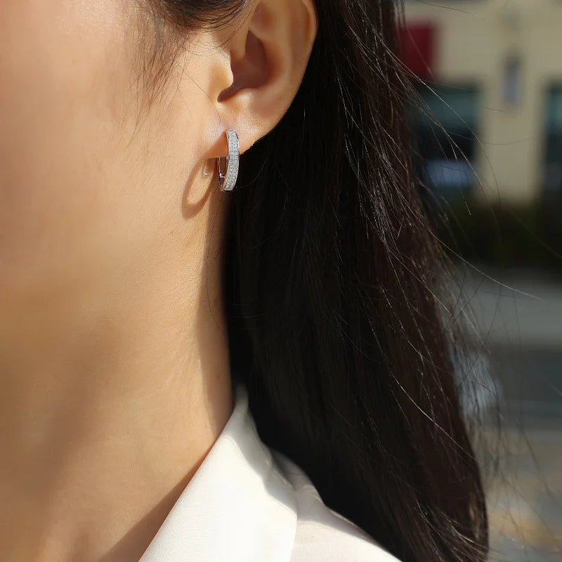 Stunning 925 Sterling Silver Moissanite Hoop Earrings - Trendy Fine Jewelry for Every Occasion