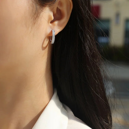 Stunning 925 Sterling Silver Moissanite Hoop Earrings - Trendy Fine Jewelry for Every Occasion