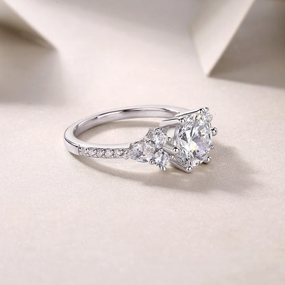Stunning 2Ct Round Moissanite and Zircon Ring in White S925 Silver - Perfect for Weddings, Engagements, and Everyday Elegance
