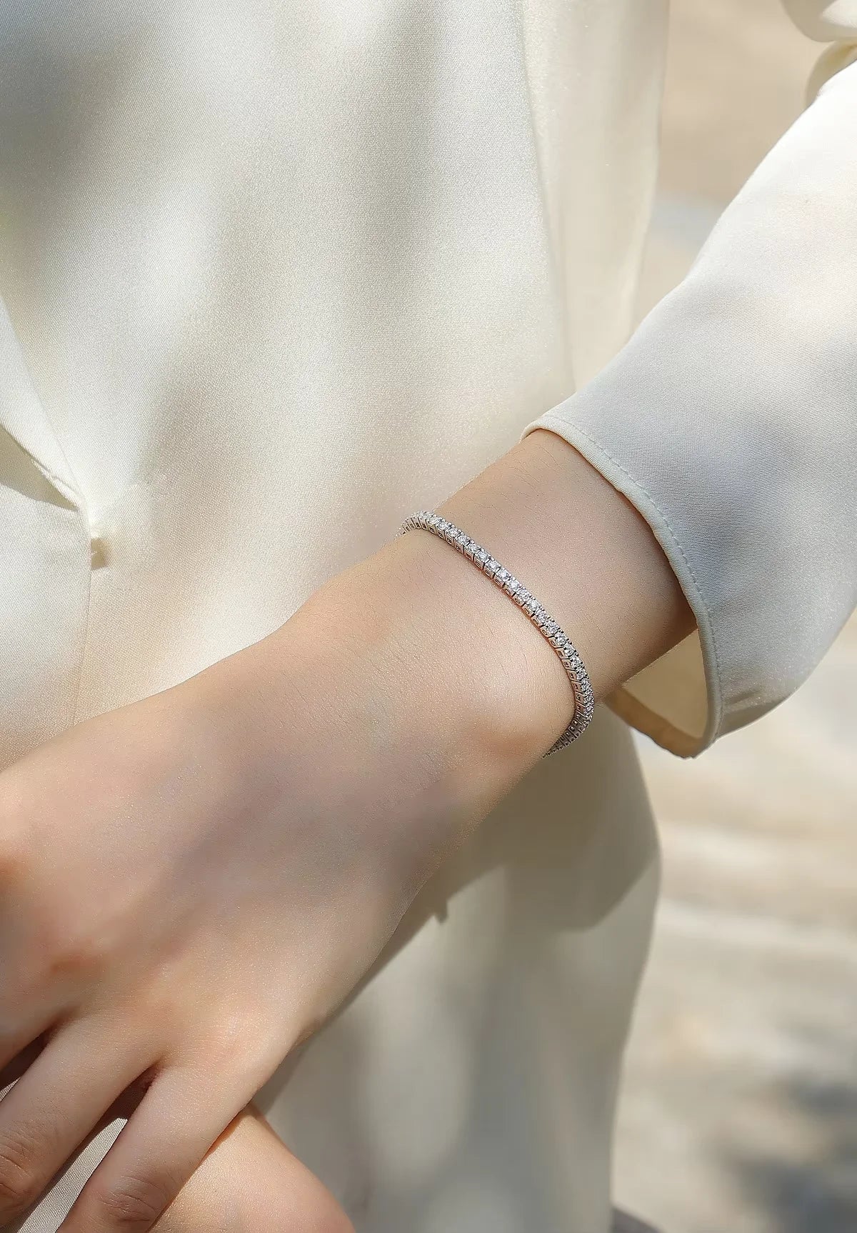 Stunning 3mm Iced Out 925 Sterling Silver Moissanite Tennis Bracelet - 18K White Gold Plated Luxury for Women