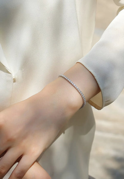Stunning 3mm Iced Out 925 Sterling Silver Moissanite Tennis Bracelet - 18K White Gold Plated Luxury for Women