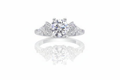 Stunning 2Ct Round Moissanite and Zircon Ring in White S925 Silver - Perfect for Weddings, Engagements, and Everyday Elegance