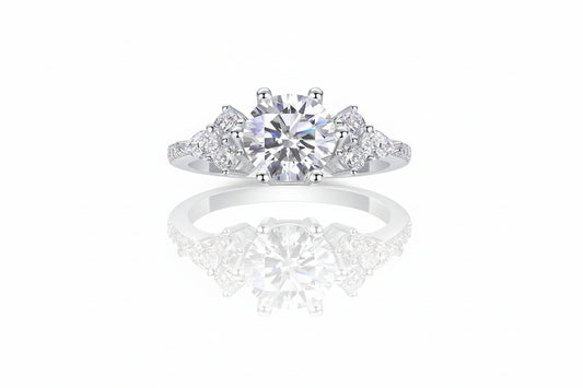 Stunning 2Ct Round Moissanite and Zircon Ring in White S925 Silver - Perfect for Weddings, Engagements, and Everyday Elegance