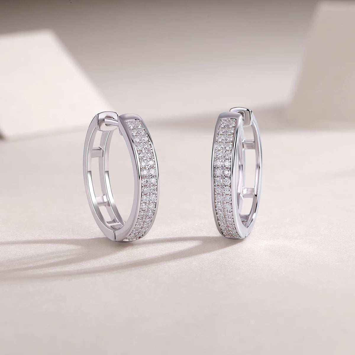 Stunning 925 Sterling Silver Moissanite Hoop Earrings - Trendy Fine Jewelry for Every Occasion