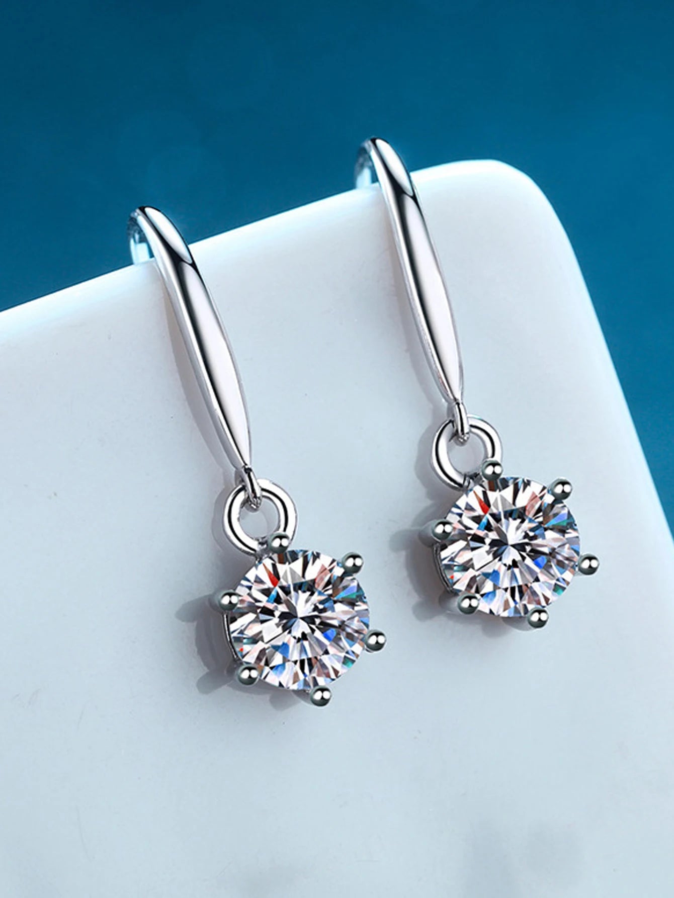 Elegant 925 Silver Women's Round Brilliant Cut Moissanite Hoop Stud Earrings - Stunning Diamond Effect at Factory Price