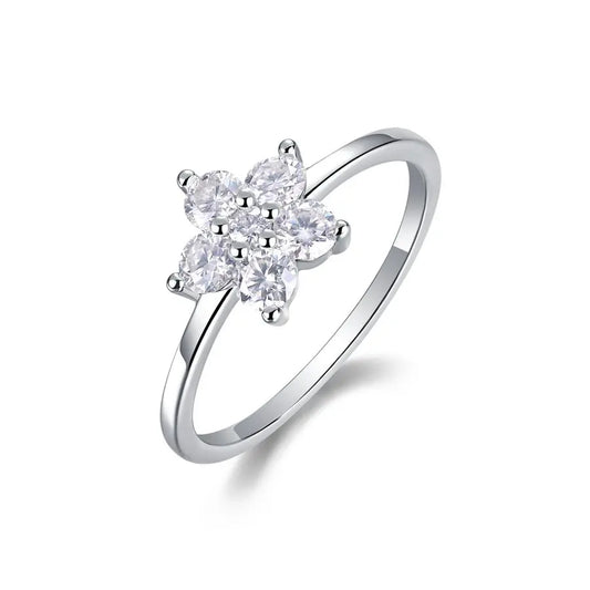 Stunning Floral Cluster 0.53CTW Moissanite Ring in Elegant 925 Sterling Silver & Luxurious 18K Gold Plating - Perfect Gift for Any Occasion
