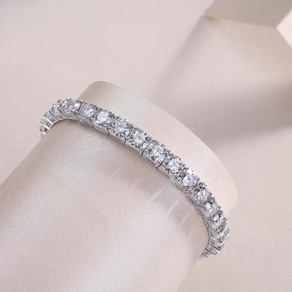 Stunning 3mm Iced Out 925 Sterling Silver Moissanite Tennis Bracelet - 18K White Gold Plated Luxury for Women