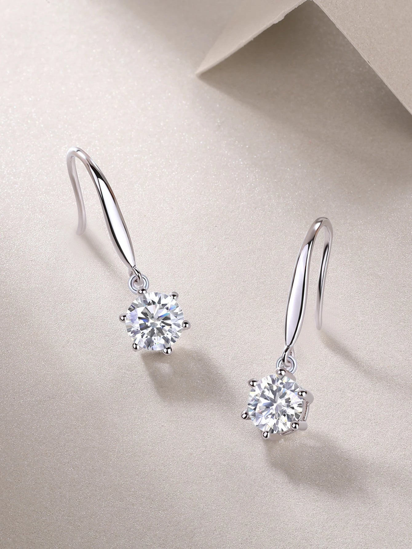 Elegant 925 Silver Women's Round Brilliant Cut Moissanite Hoop Stud Earrings - Stunning Diamond Effect at Factory Price