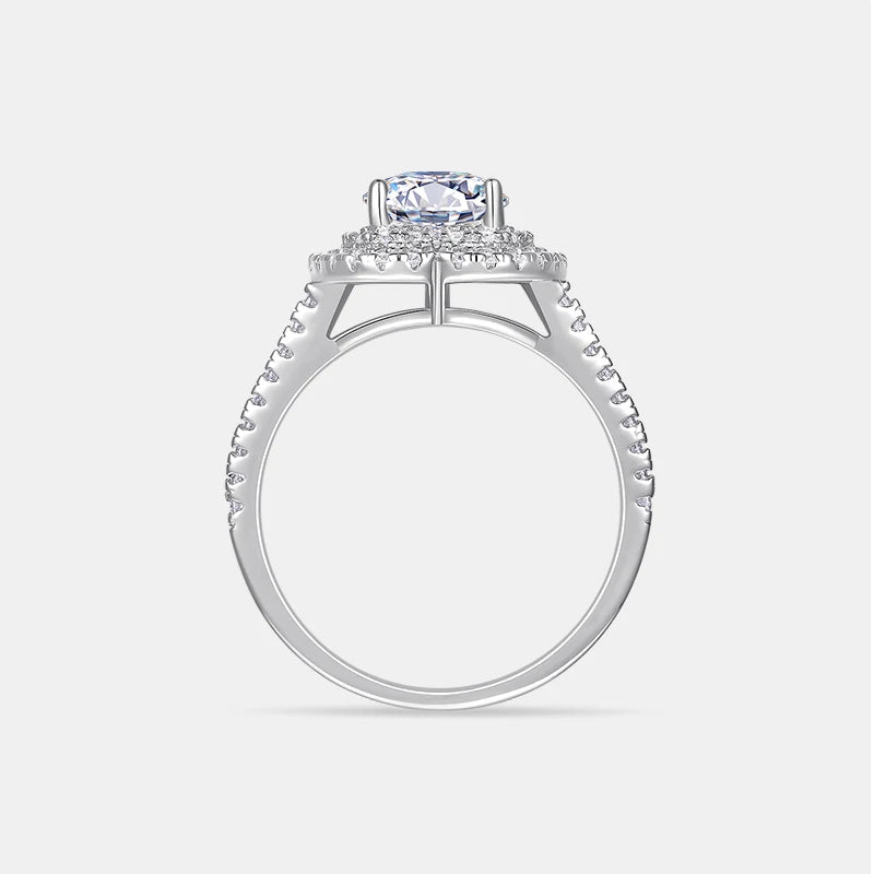 Radiant Double Halo Heart-Shaped Moissanite Ring in 925 Silver - Perfect for Weddings, Parties, and Everyday Elegance