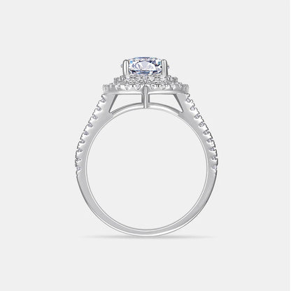 Radiant Double Halo Heart-Shaped Moissanite Ring in 925 Silver - Perfect for Weddings, Parties, and Everyday Elegance
