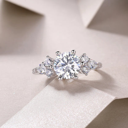 Stunning 2Ct Round Moissanite and Zircon Ring in White S925 Silver - Perfect for Weddings, Engagements, and Everyday Elegance