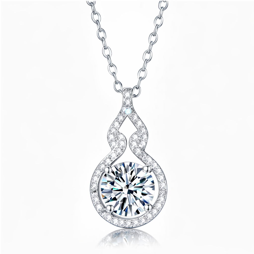 2CT Moissanite Pendant Necklace – Sterling Silver Elegance