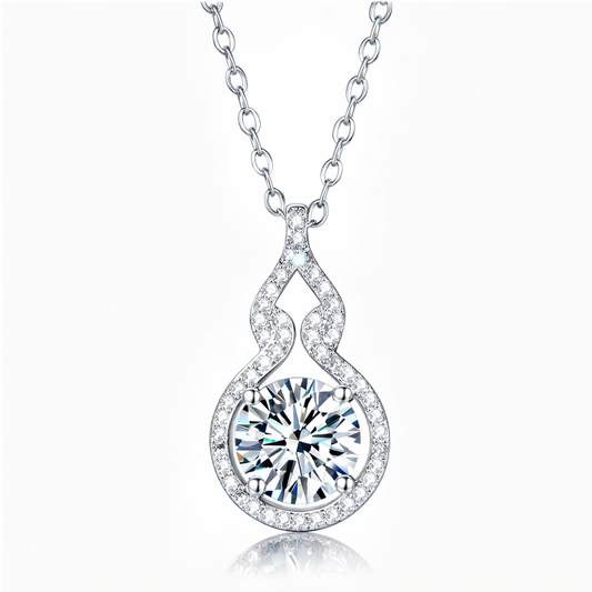 2CT Moissanite Pendant Necklace – Sterling Silver Elegance