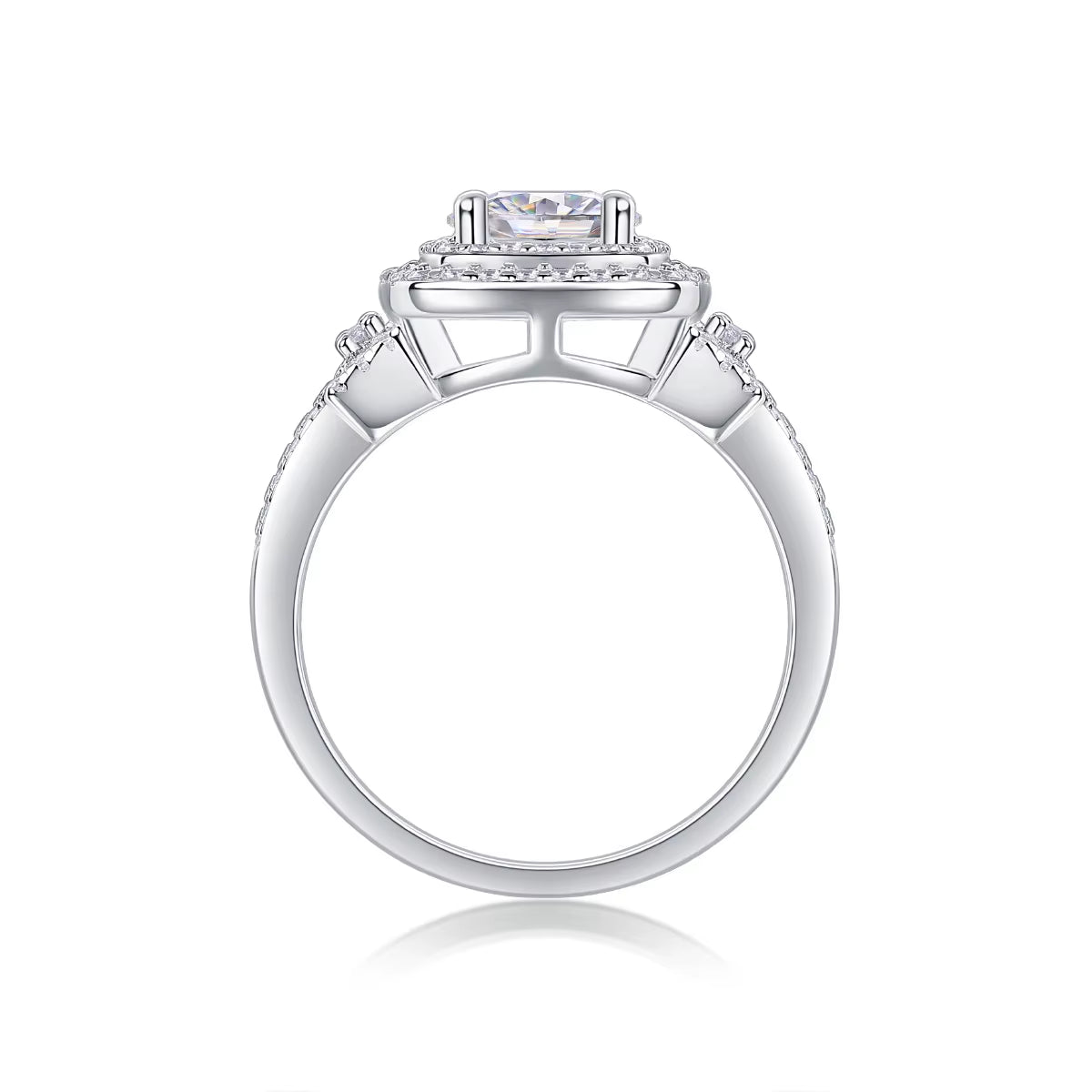 Exquisite Custom 925 Sterling Silver 1CT VVS D Moissanite Inlay Diamond Ring - Perfect for Engagements and Weddings