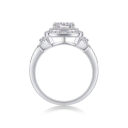 Exquisite Custom 925 Sterling Silver 1CT VVS D Moissanite Inlay Diamond Ring - Perfect for Engagements and Weddings